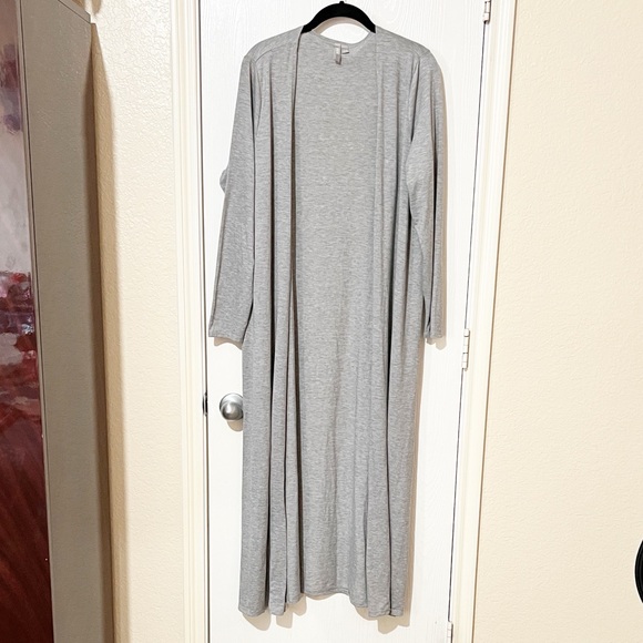 ASOS Light Gray Long Line Duster Open Front Cardigan Size 16 - Picture 2 of 7